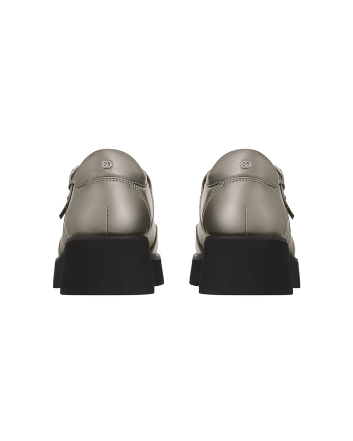 Stand Oil Hatched Platform Mary Jane — Metallic Gray