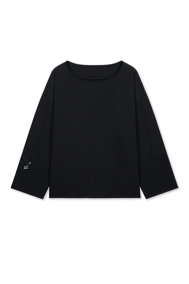 Matin Kim Raw Hem Boat Neck Top — Black
