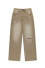 Matin Kim Back Logo Washed Denim Pants — Beige