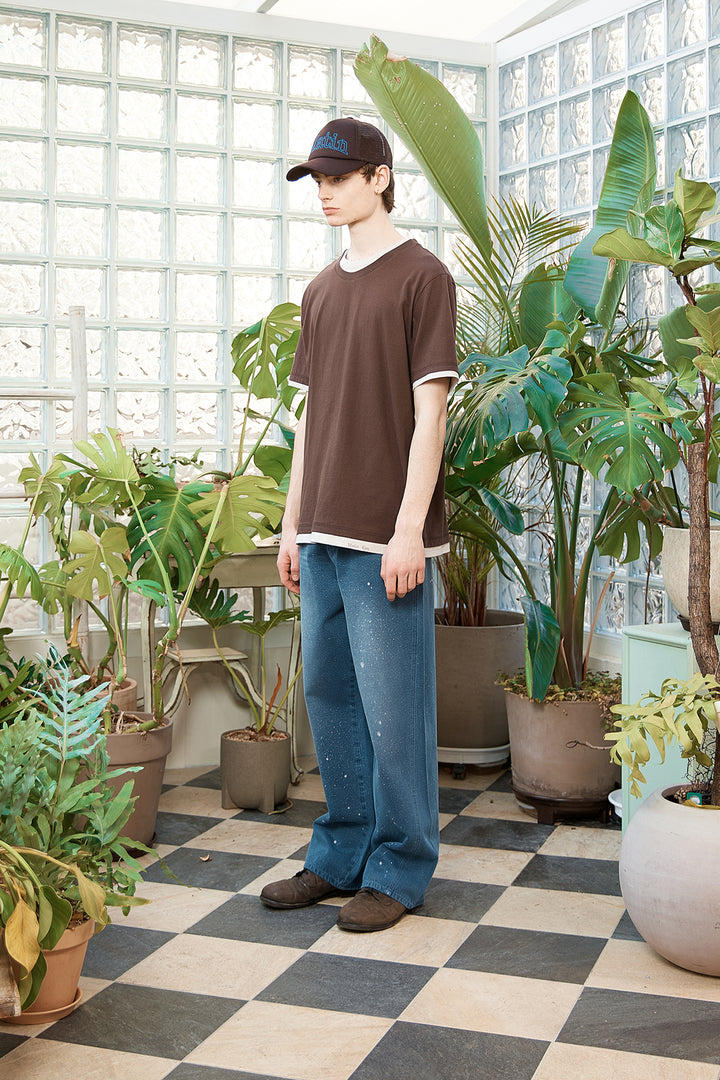Matin Kim Back Line Point Soft Shiny Denim — Blue