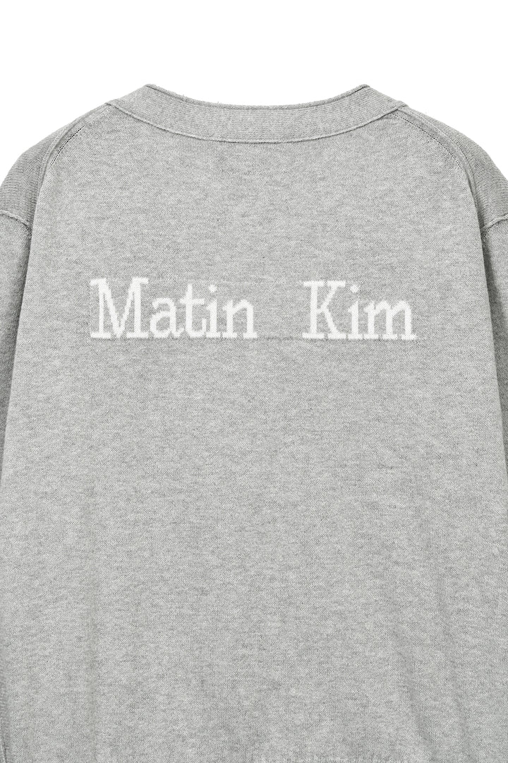 Matin Kim Back Logo Snap Button Cardigan — Gray