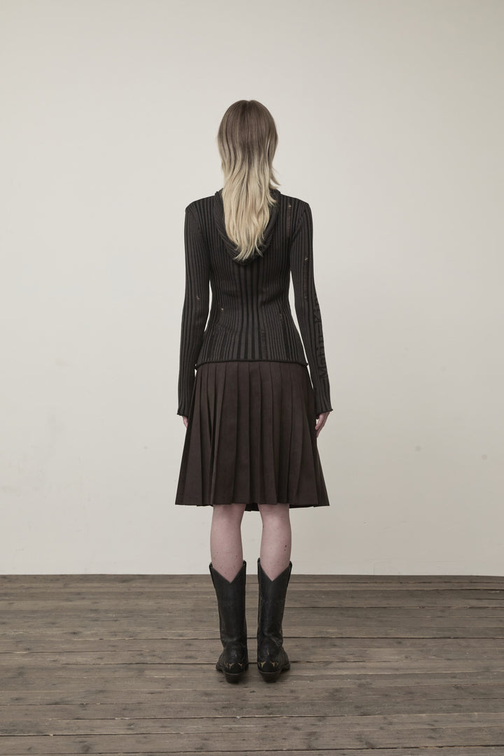 Matin Kim Logo Point Damage Slim Hoody Cardigan — Charcoal
