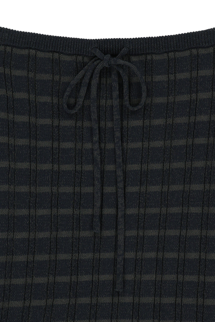 Matin Kim Stripe Knit Tube Top — Navy blue