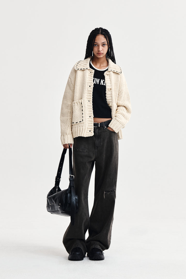 Matin Kim Handmade Collar Knit Cardigan