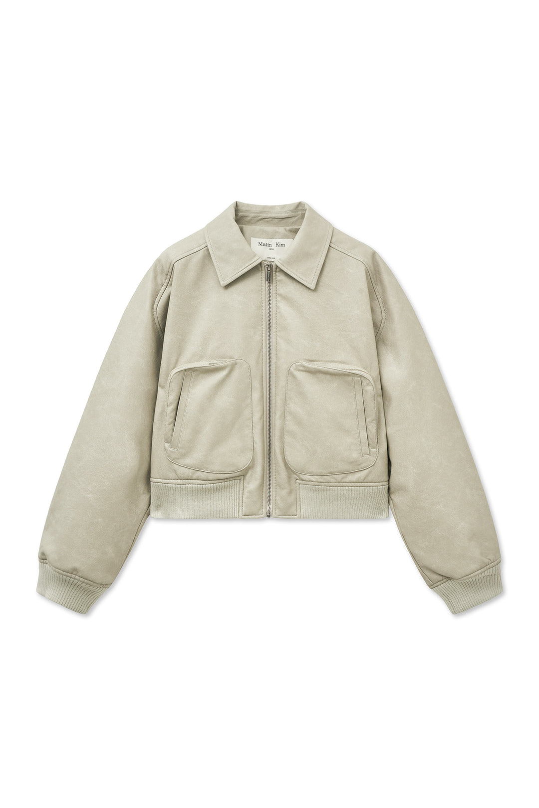 Matin Kim Faux Leather Overshirt — Light Grey