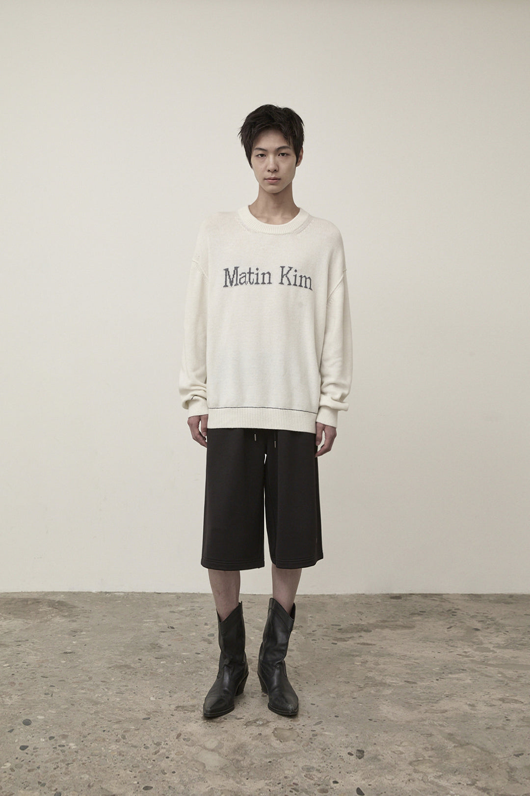 Matin Kim Color Trim Line Logo Pullover — Ivory