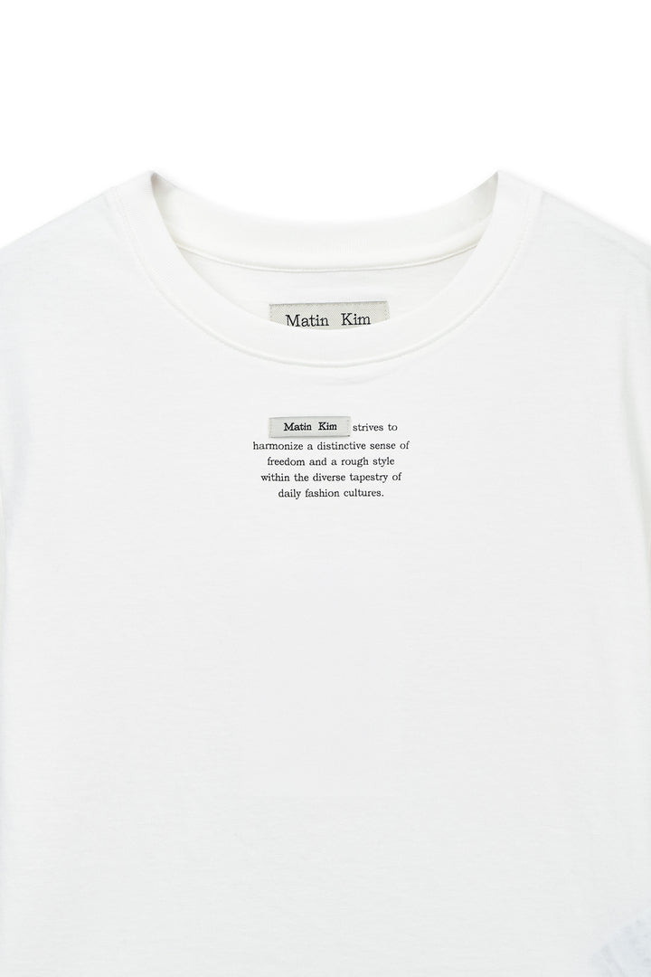 Matin Kim Label Point Lettering Crop Top — White