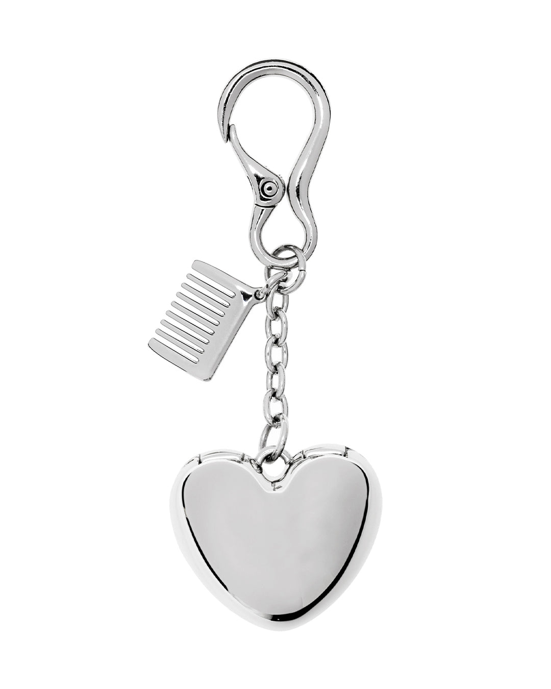 Stand Oil Mirror Heart Keyring — Silver
