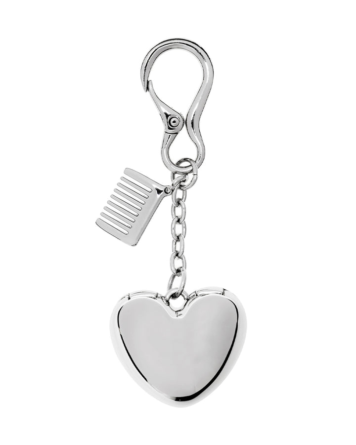 Stand Oil Mirror Heart Keyring — Silver