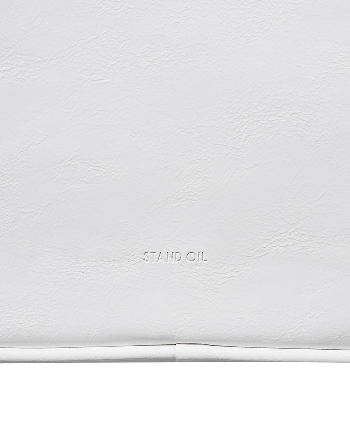 Stand Oil Momo Bag — Glossy Trapezoid Tote — White