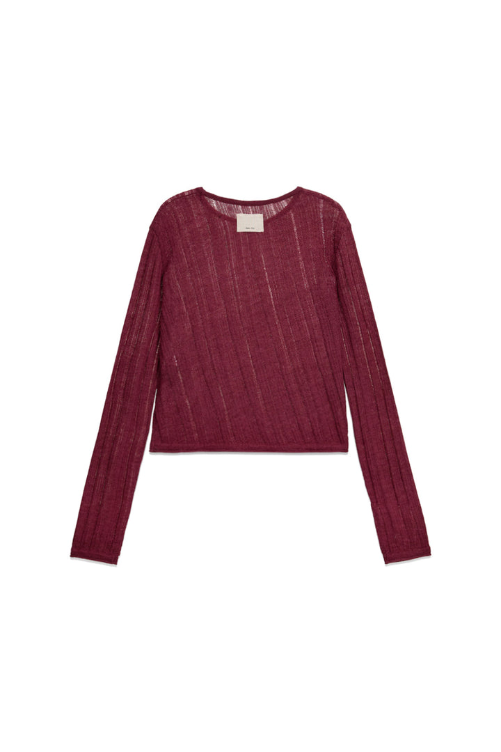 Matin Kim Diagonal Texture Knit Top — Burgundy