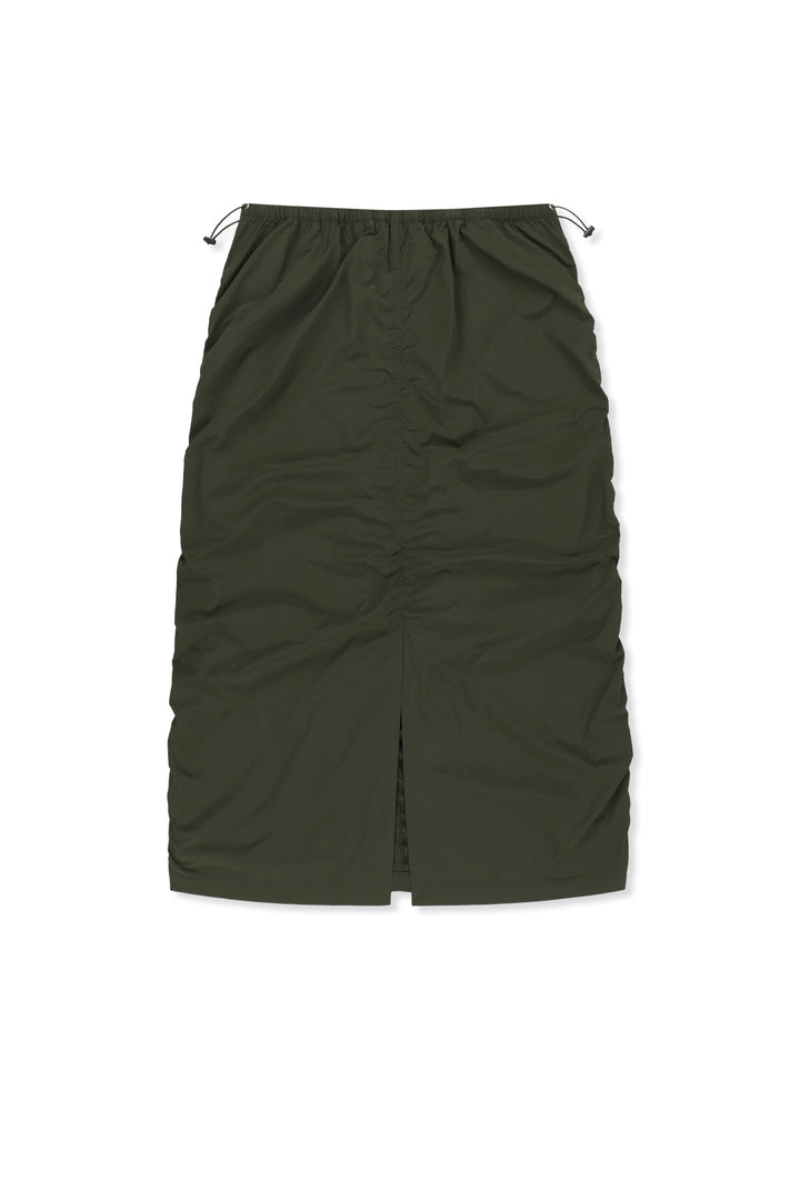 Matin Kim Patch Pocket Shirring Nylon Skirt — Khaki