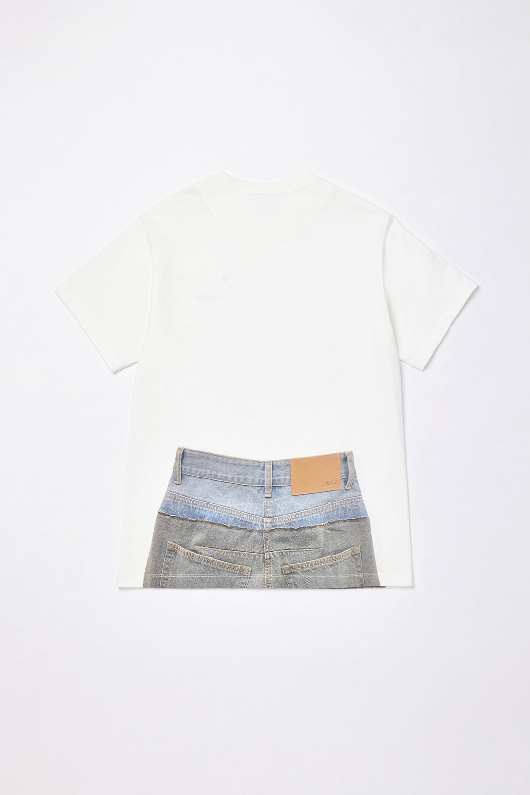 KIMMATIN Denim Printing Oversize Top — White