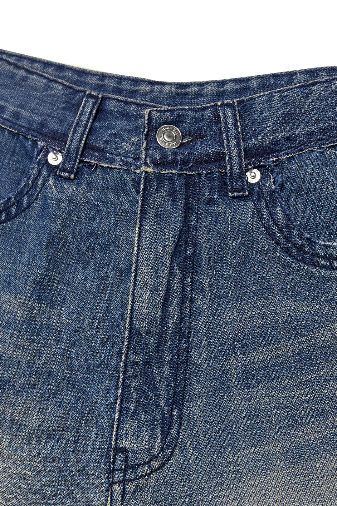 Matin Kim Rough Cut Line Point Denim — Blue