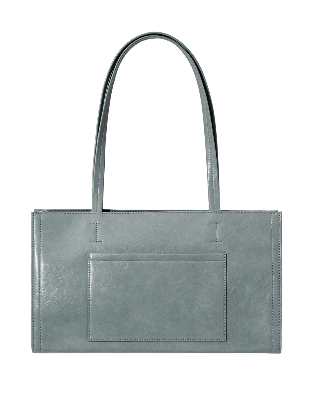Stand Oil Oblong Bag — Structured Shoulder — Denim Blue