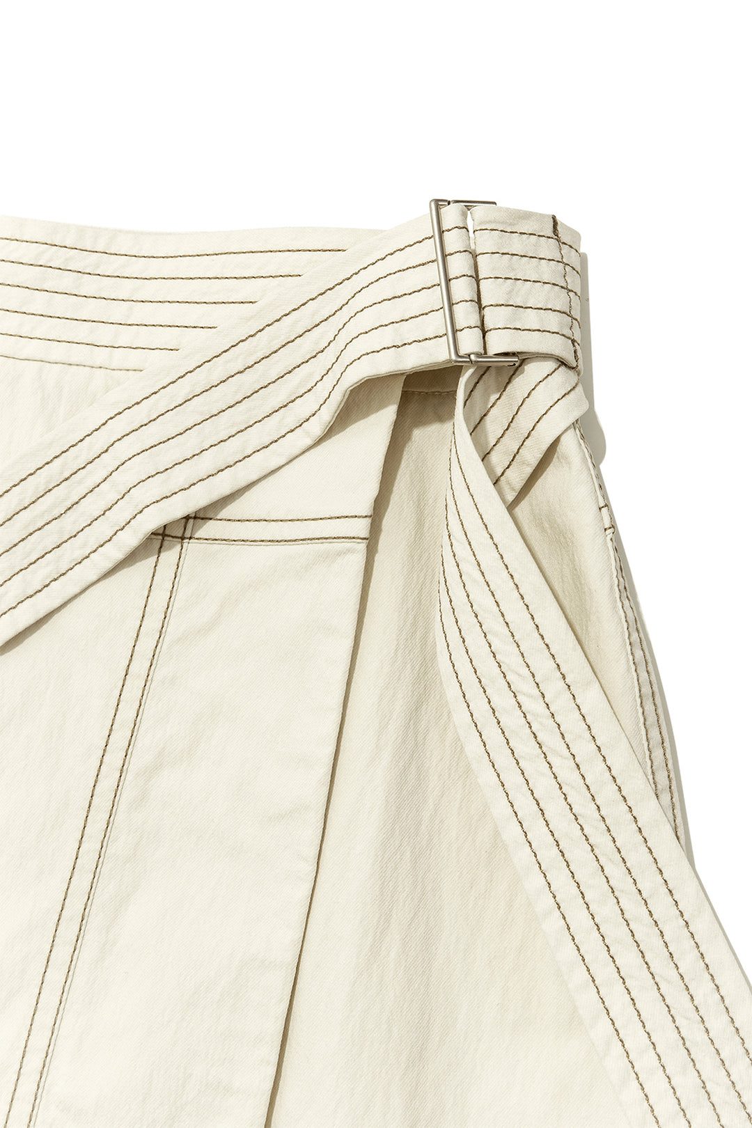 Matin Kim Stitch Point Belted Wrap Skirt — Beige