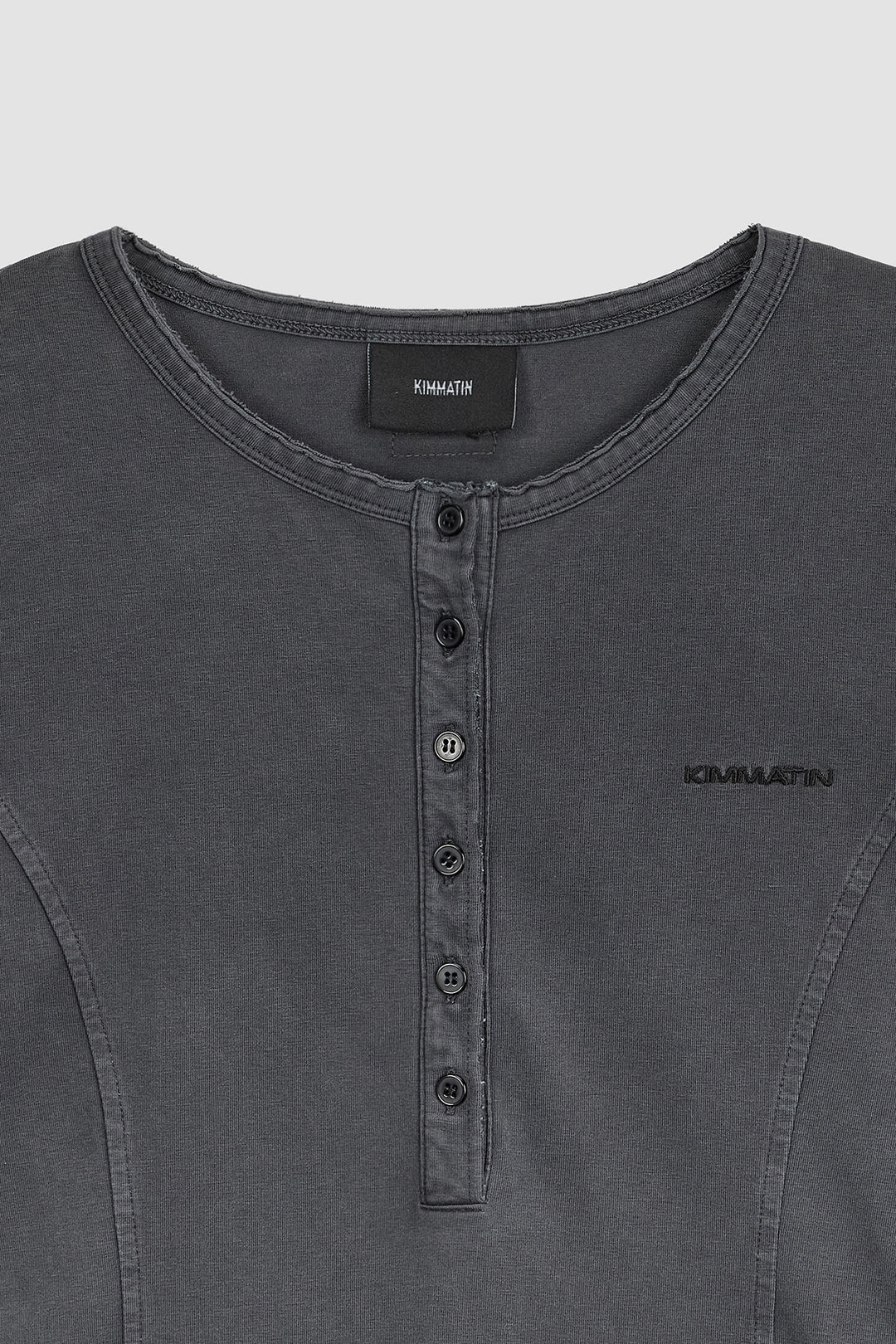 KIMMATIN Raw Cut Bodysuit Top — Charcoal