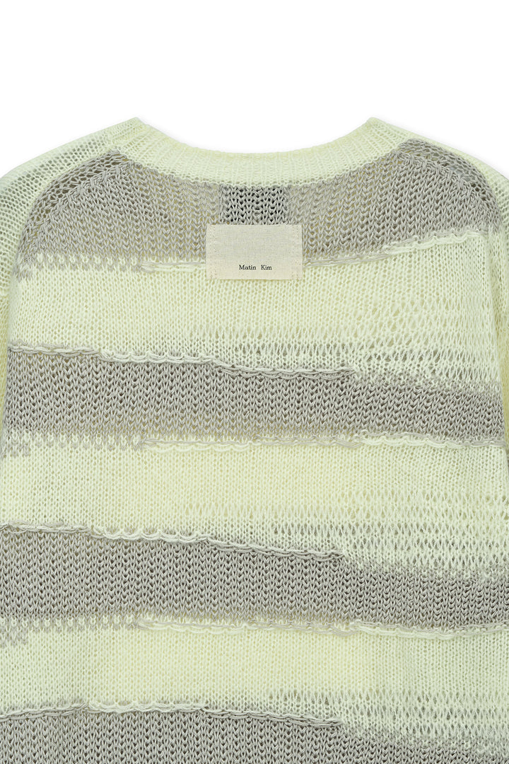 Matin Kim Texture Block Stripe Knit Pullover — Yellow
