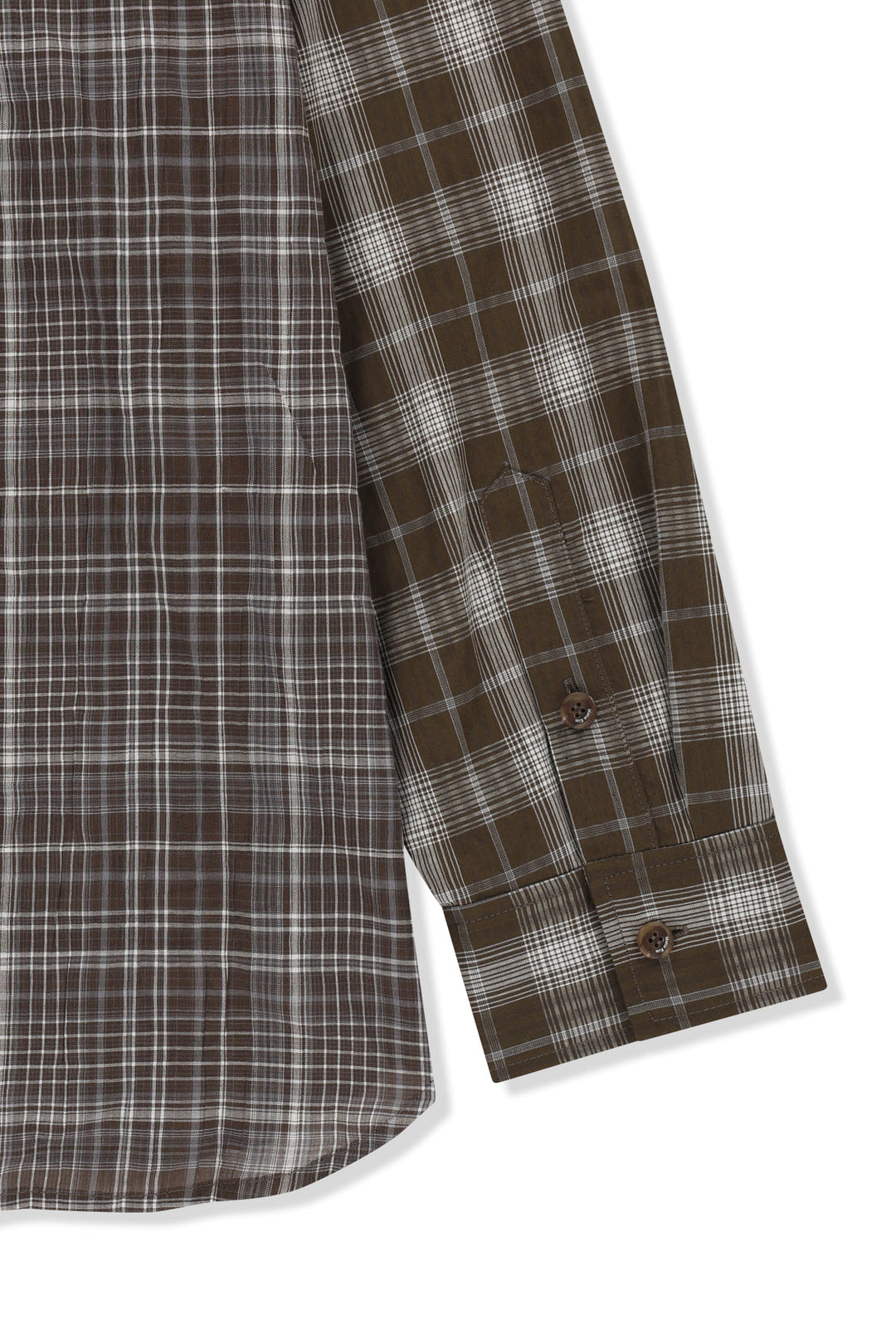 Matin Kim Mixed Check Overfit Shirt — Brown