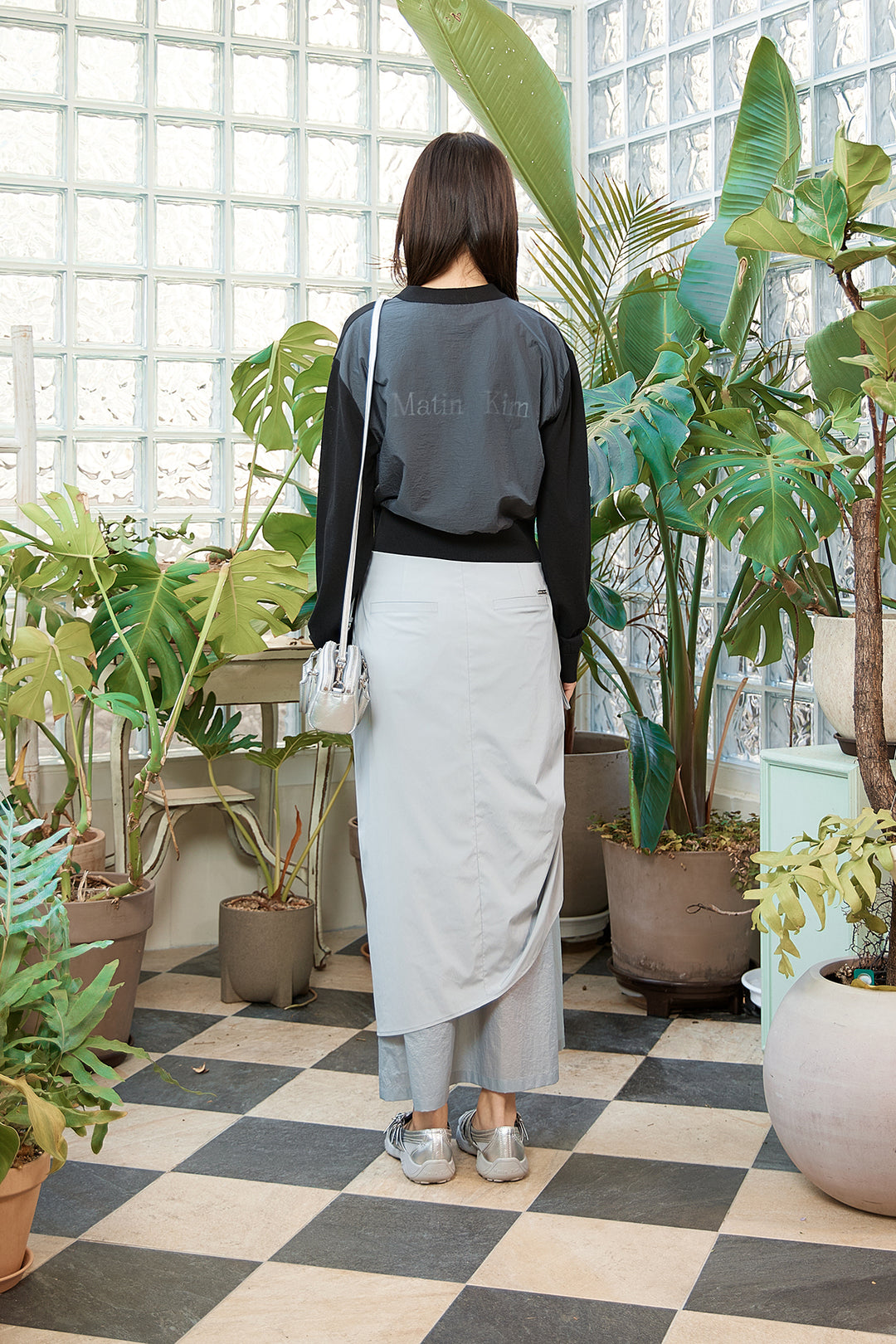 Matin Kim Back Logo See-Through Cardigan — Black