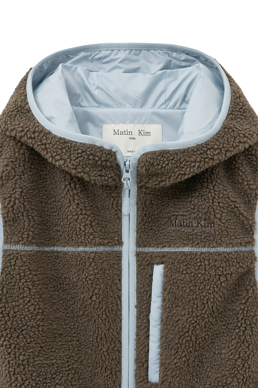 Matin Kim Fleece Hoody Vest in Dark — Brown