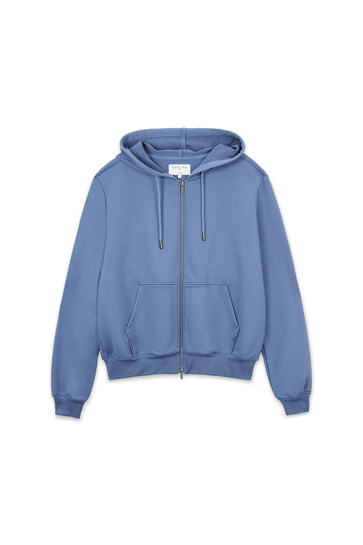 Matin Kim Back Logo Glitter Zip Hoodie — Blue