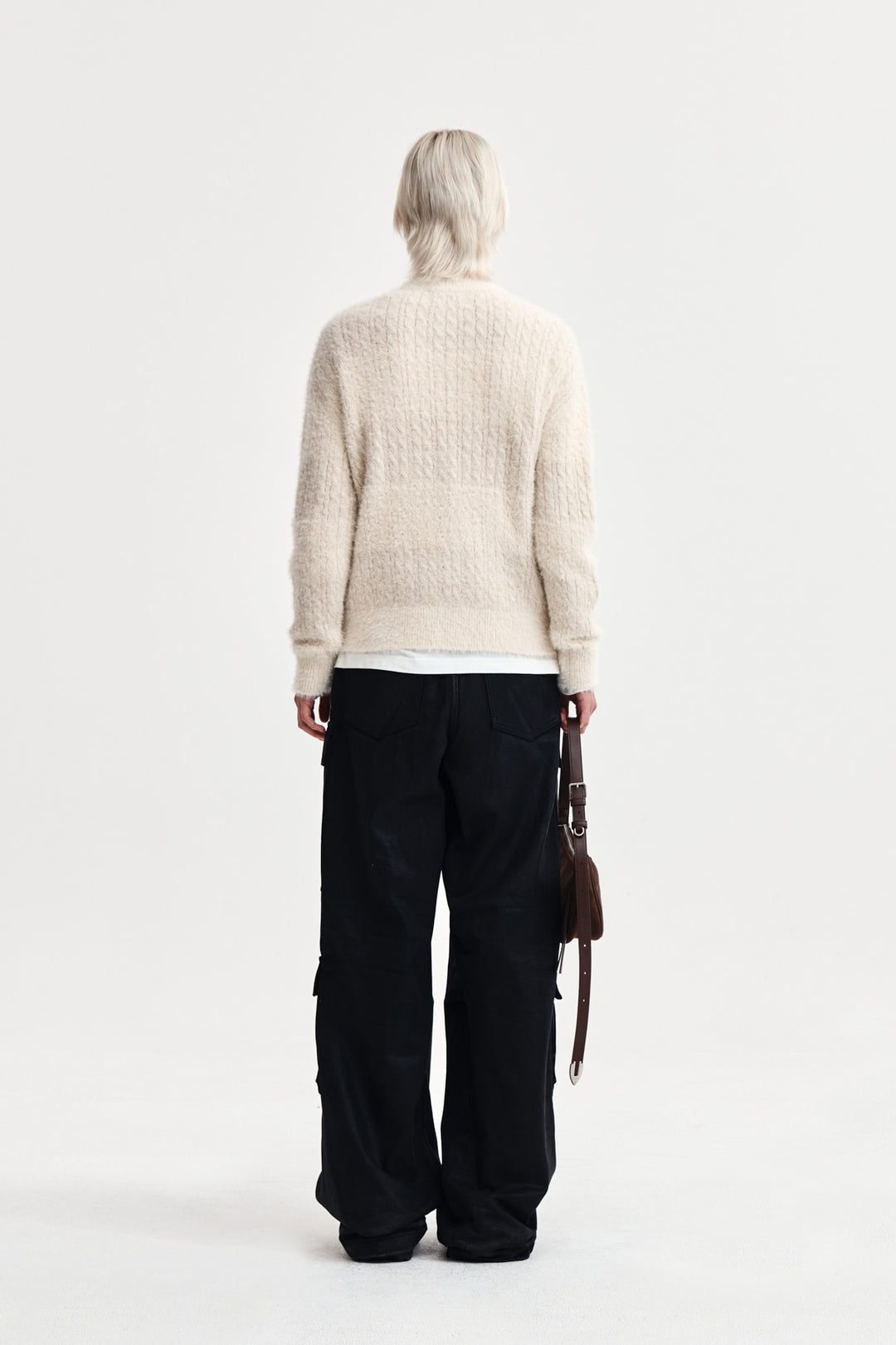 Matin Kim Hairy Cable Knit Pullover Light — Beige