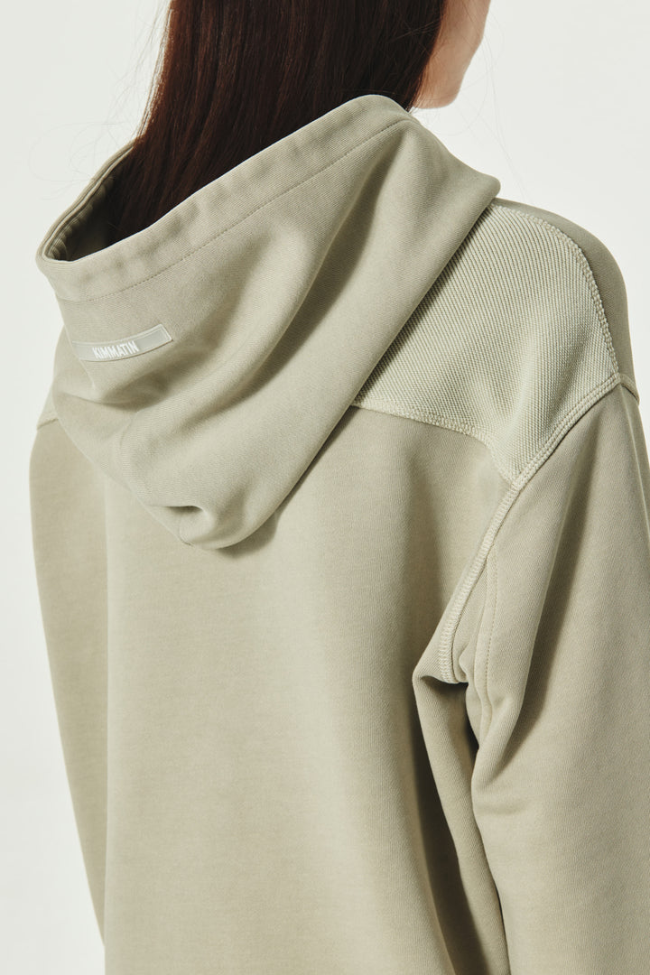 KIMMATIN Logo Point Pigment Dyed Hoodie — Khaki