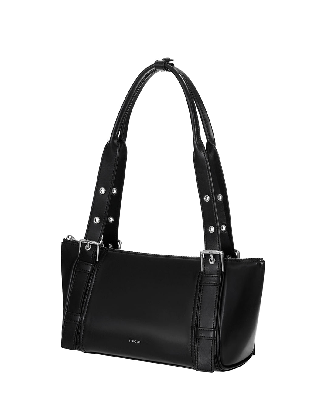 Stand Oil Boat Bag — Glossy Shoulder Crossbody — Black