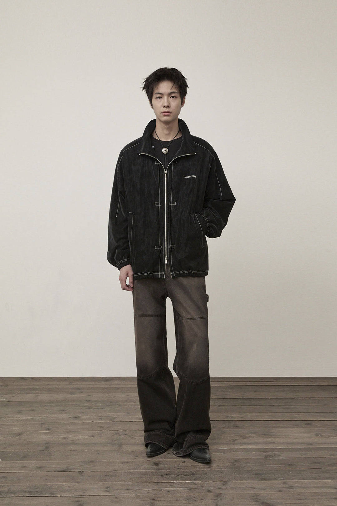 Matin Kim Stitch Point High Neck Jumper — Black