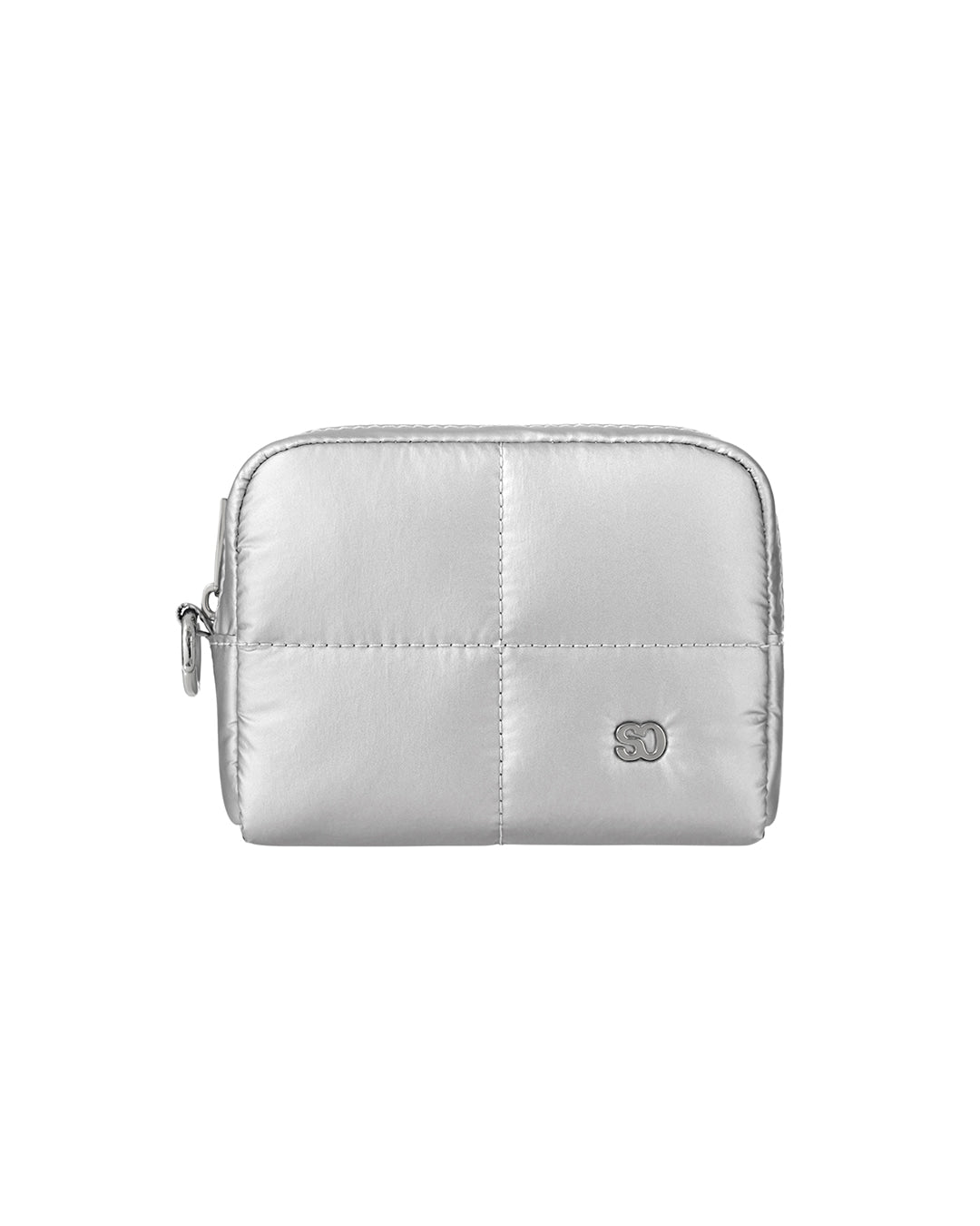 Stand Oil Bubble Pouch — Quilted Nylon Mini — Silver