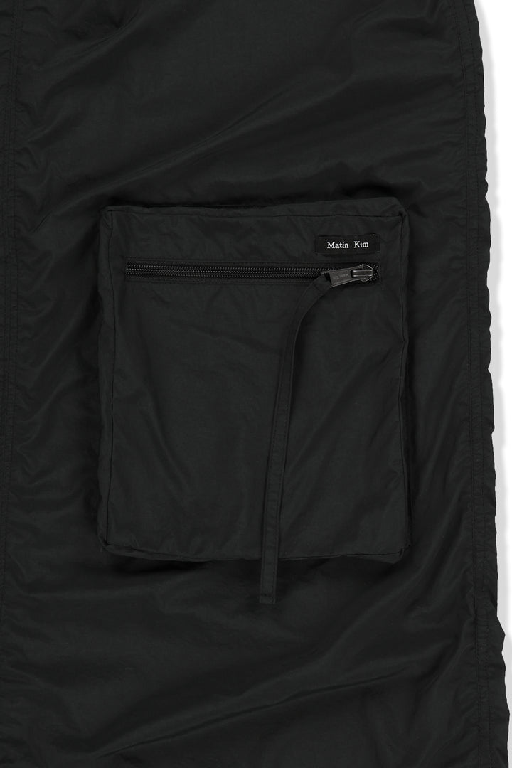 Matin Kim Patch Pocket Shirring Nylon Skirt — Black