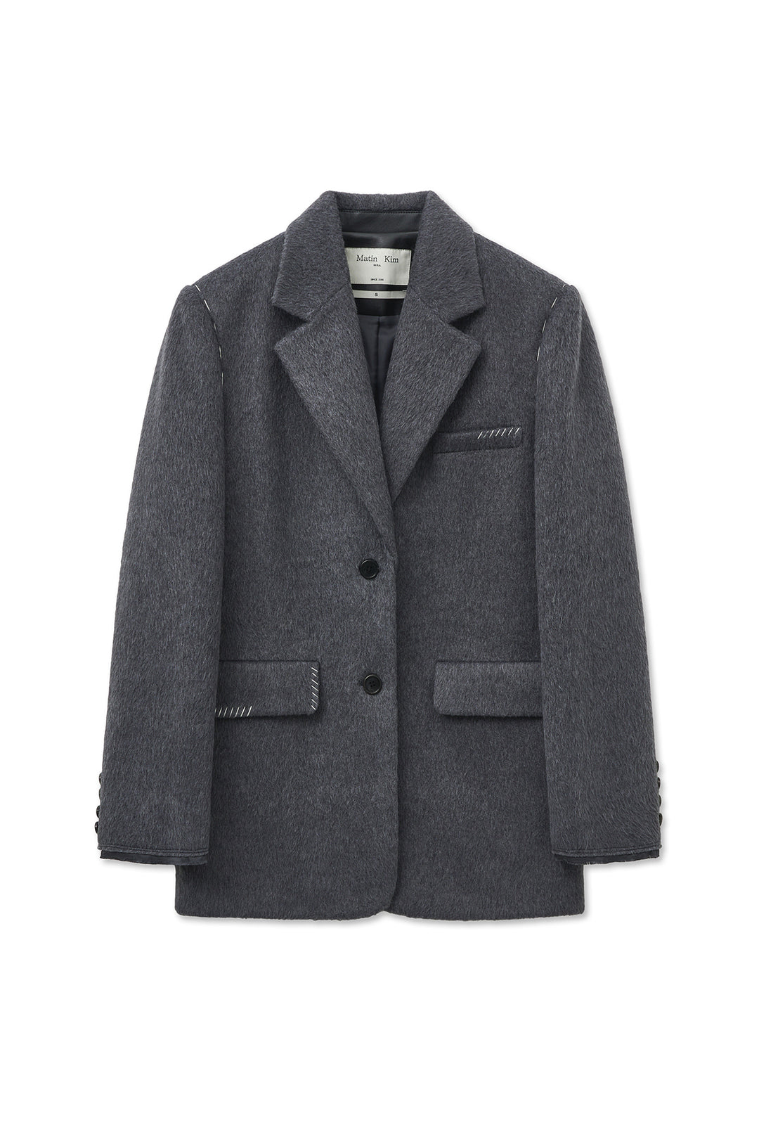 Matin Kim Hairy Overfit Stitch Single Jacket — Gray