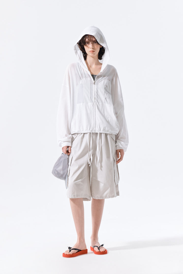 Matin Kim 16 Applique Logo Zip Hoody — White