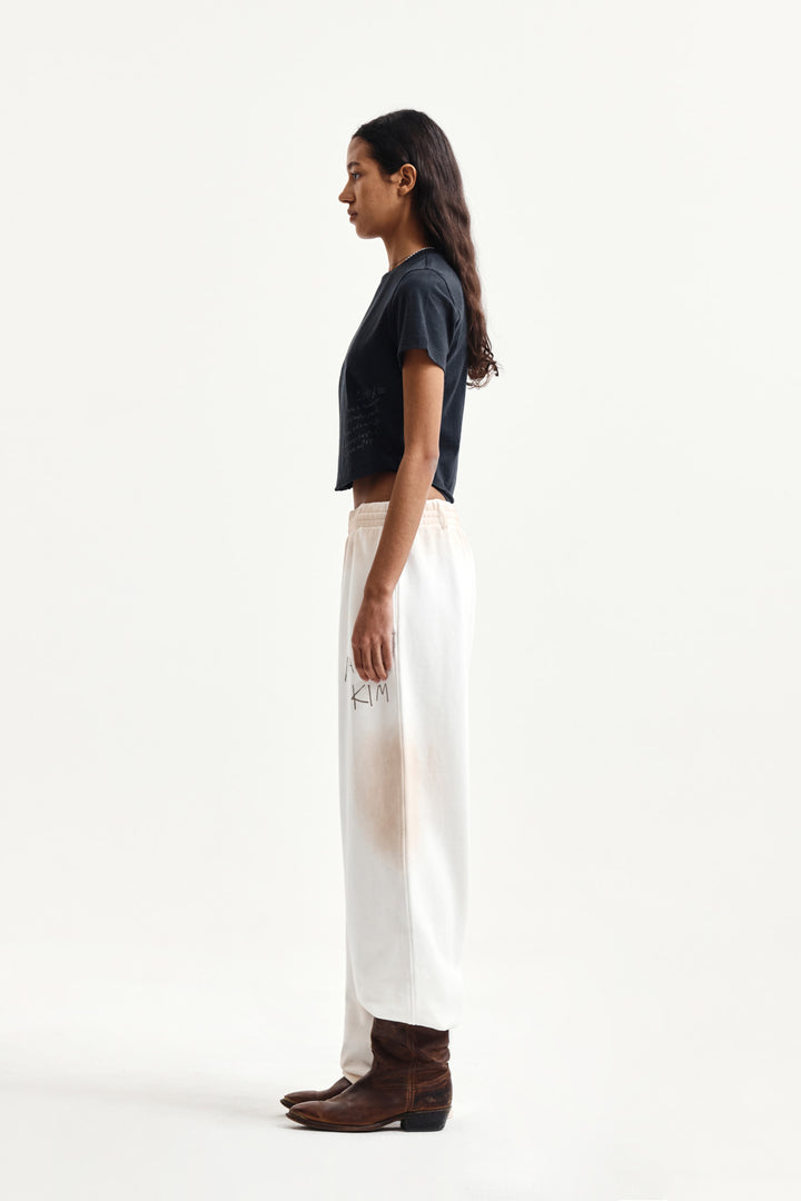 Matin Kim Vintage Washed Logo Sweatpants — Ivory