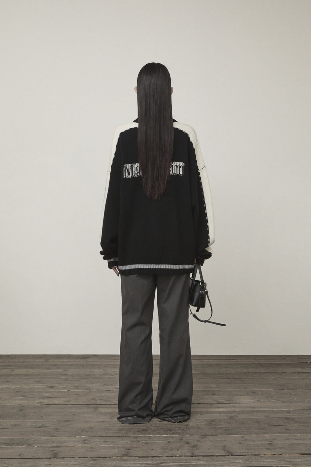 Matin Kim Initial Knit Zip Up — Black