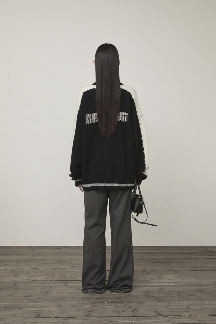 Matin Kim Initial Knit Zip Up — Black