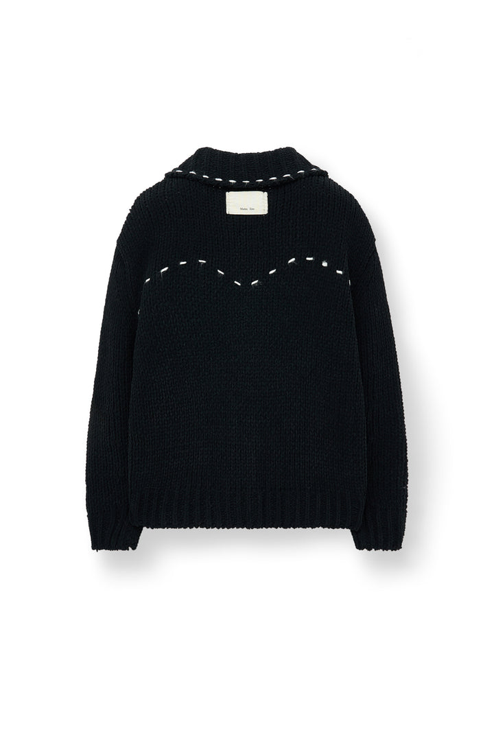 Matin Kim Handmade Collar Knit Cardigan — Black