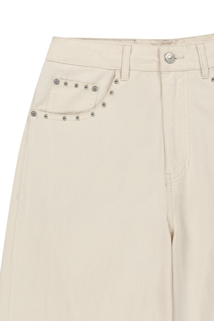 Matin Kim Stud Point Color Denim Pants — Cream