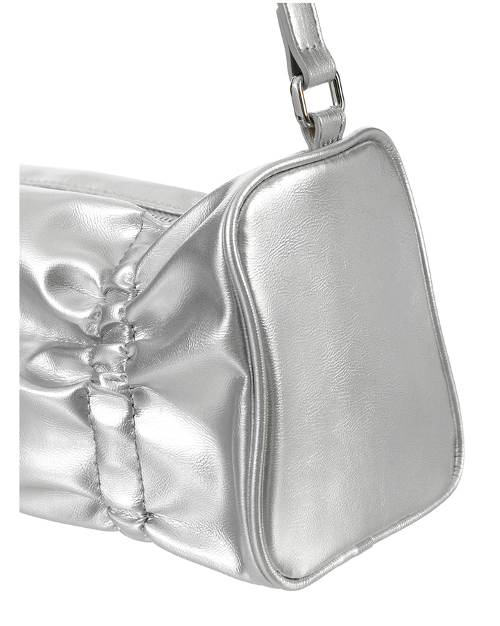 Stand Oil Pleats Bag — Wrinkled Tote — Silver