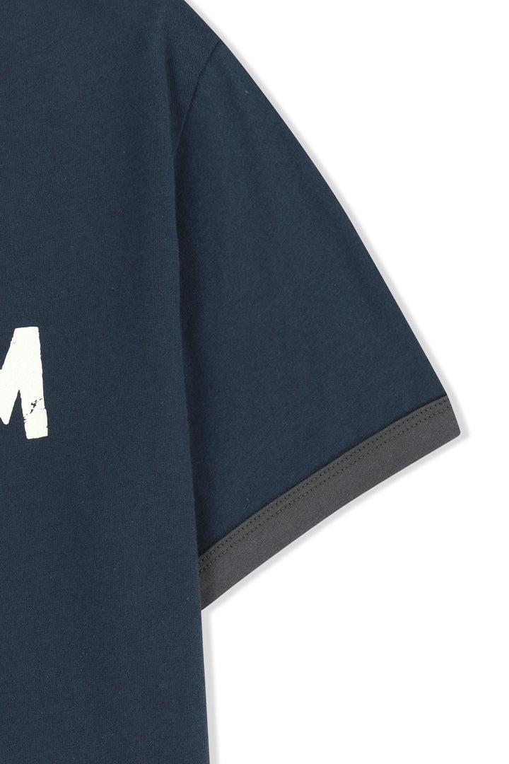 Matin Kim Logo Ringer Crop Top — Navy blue