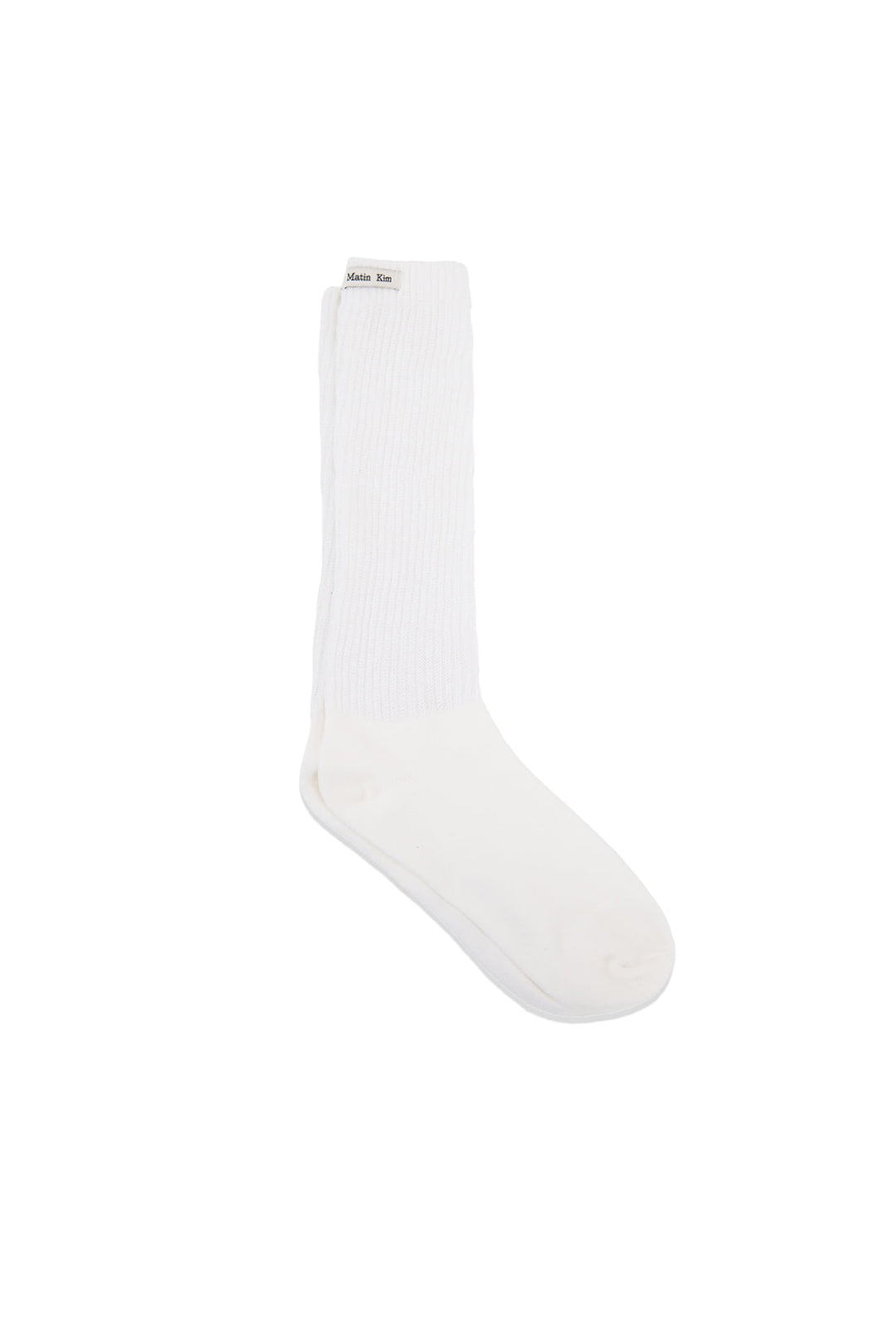 Matin Kim Small Logo Point Ribbed Socks — White