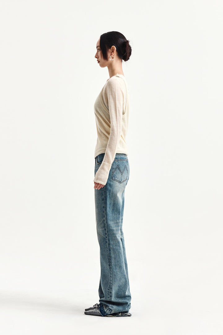 Matin Kim Mohair Layered Knit Pullover — Yellow