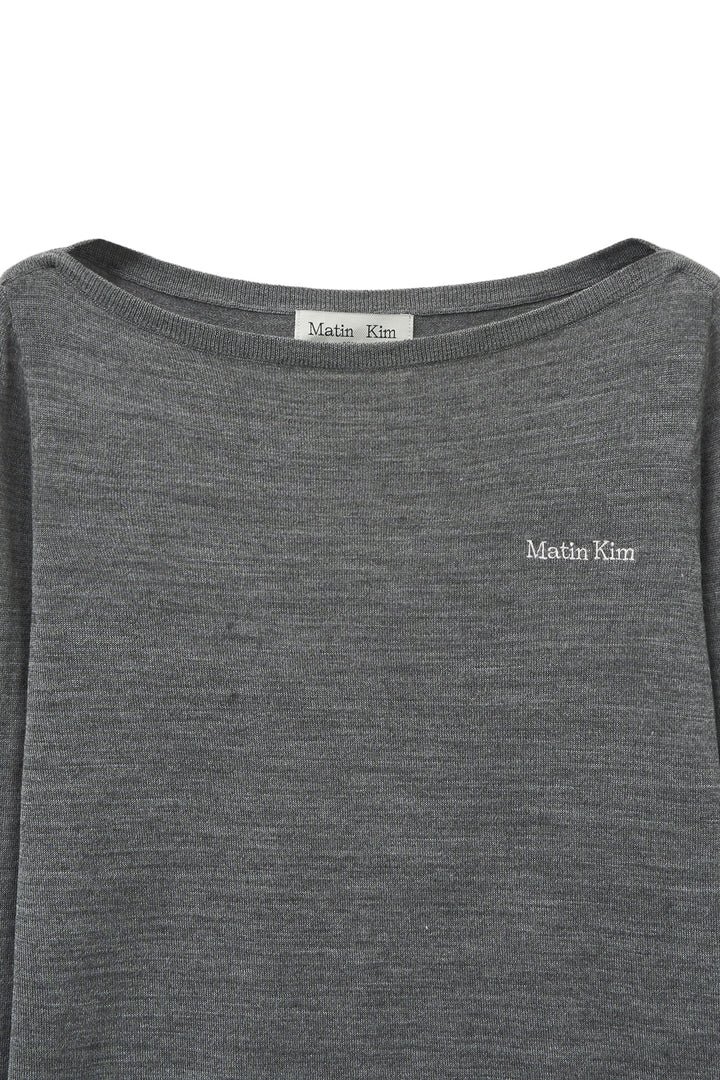 Matin Kim Essential Boat Neck Knit — Gray