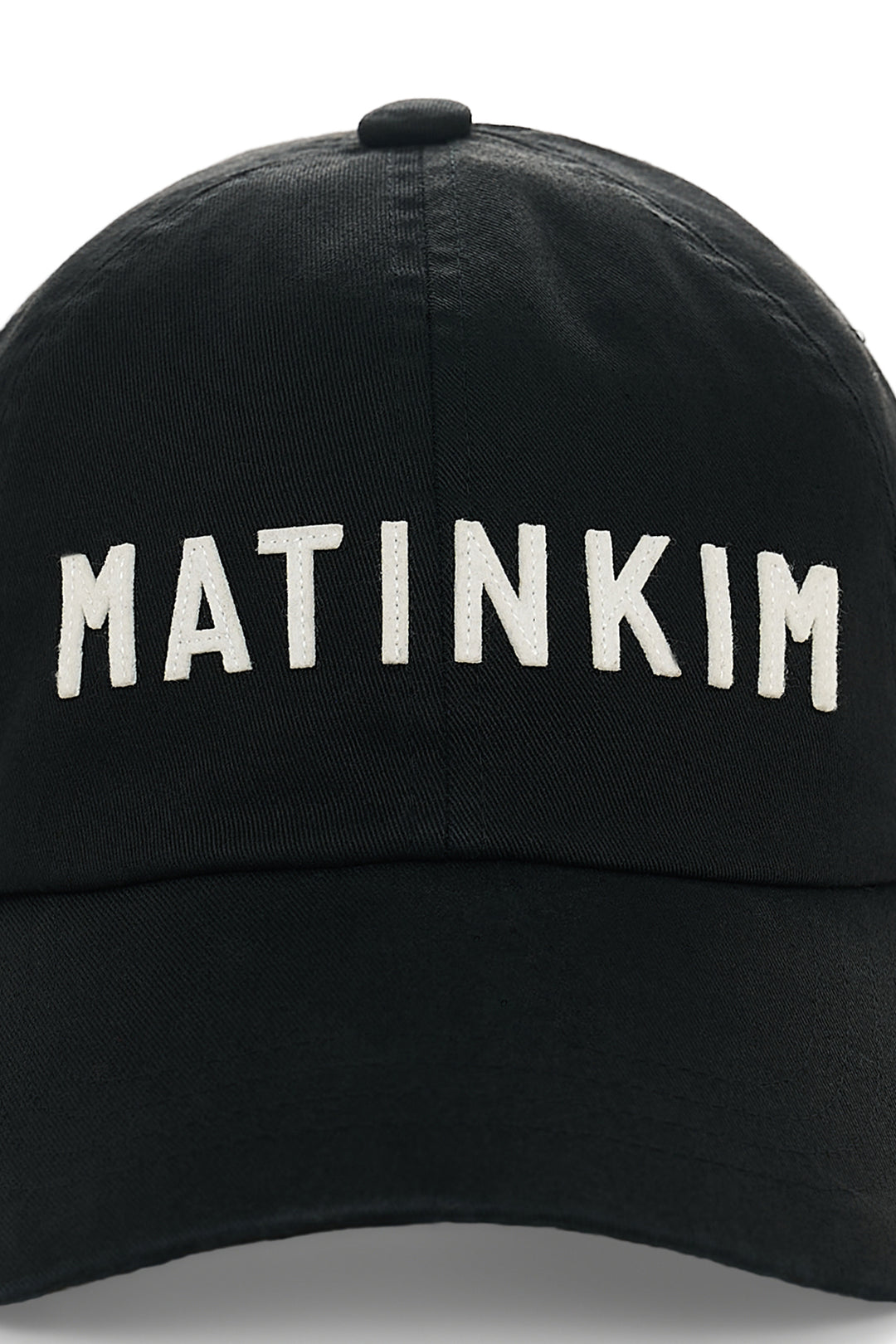 Matin Kim Applique Felt Logo Ball Cap — Black