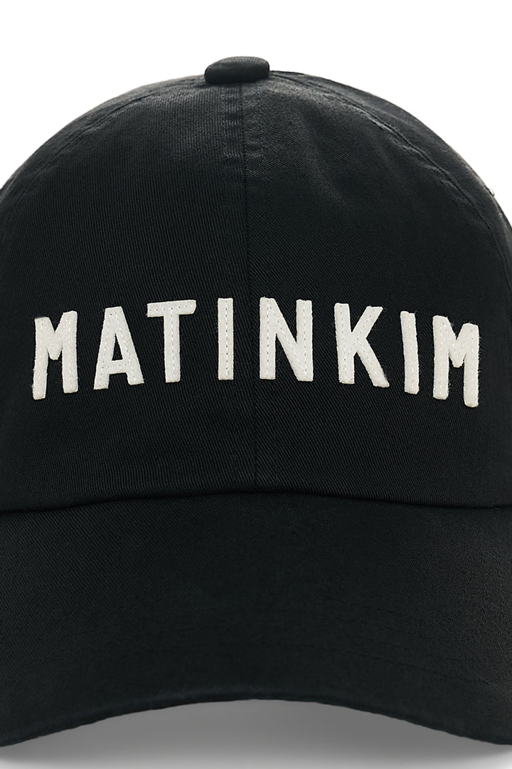 Matin Kim Applique Felt Logo Ball Cap — Black