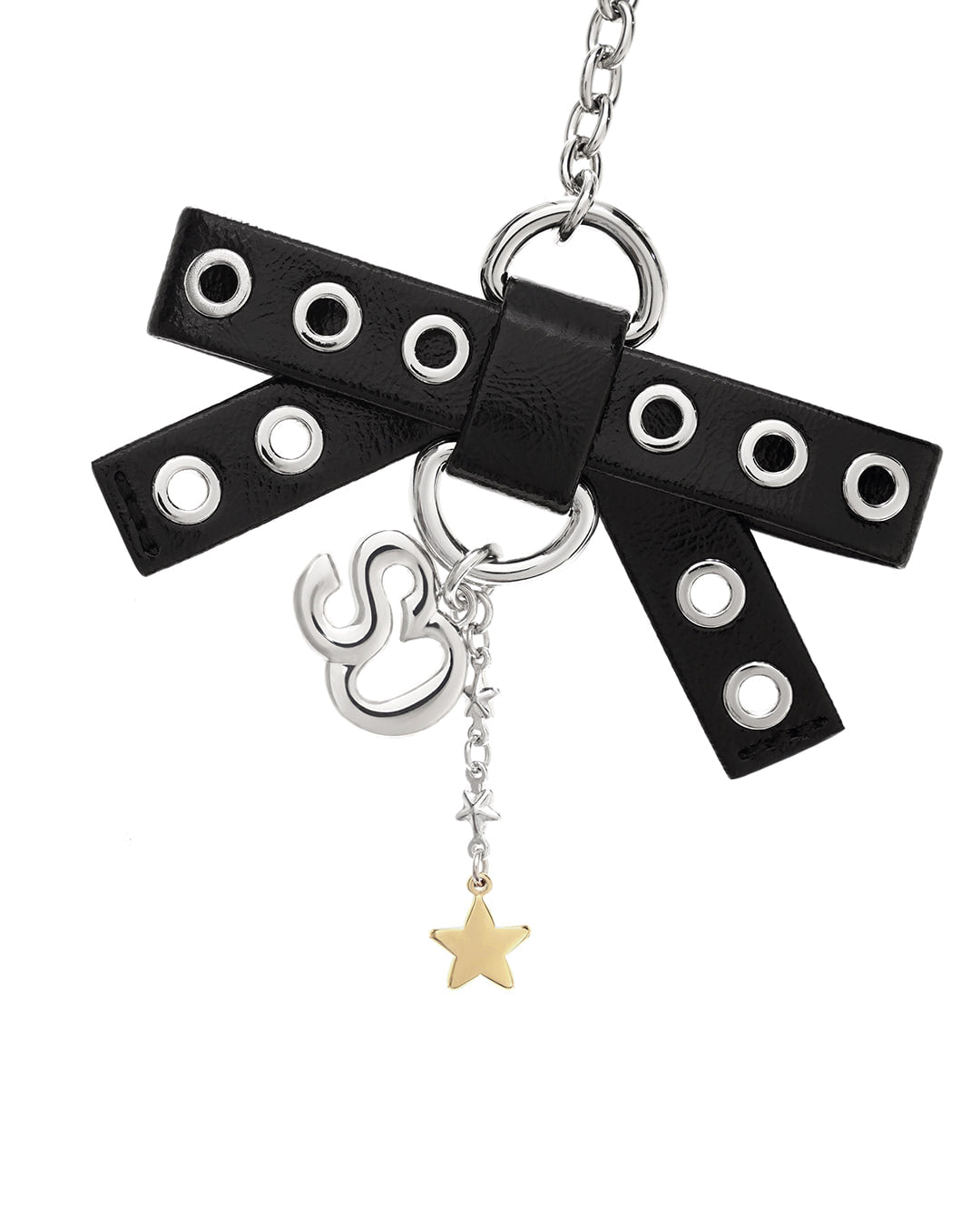 Stand Oil Bow Charm Keyring — Black