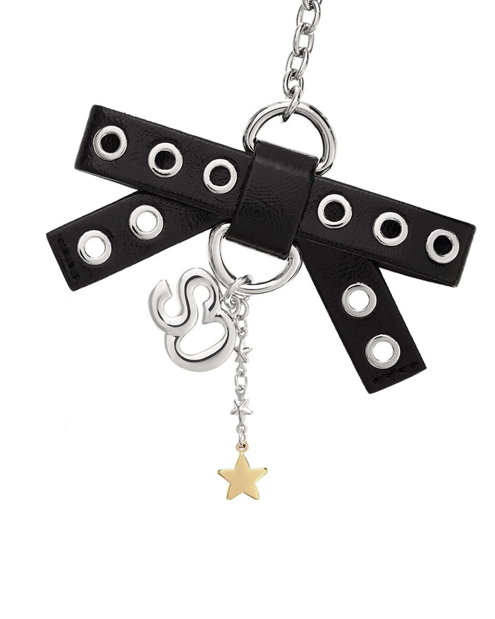Stand Oil Bow Charm Keyring — Black