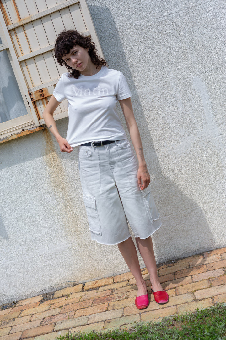 Matin Kim Shadow Typo Top — White