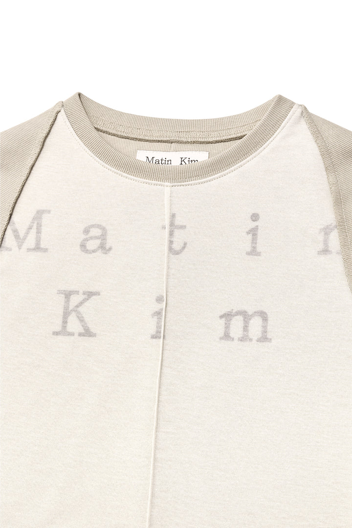 Matin Kim Pintuck Layered Slim Crop Top — Khaki